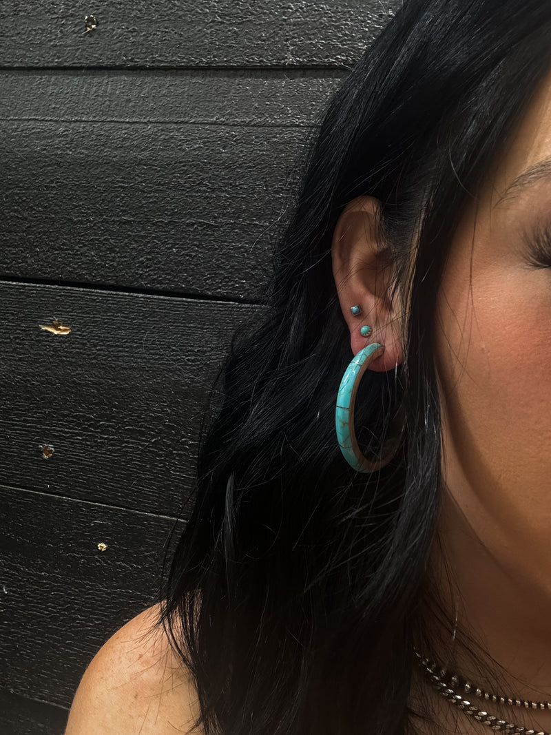 Turquoise Inlay Hoops